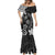 Polynesia Mermaid Dress Black Tribal Turtle Floral Pattern