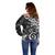 Polynesia Off Shoulder Sweater Black Tribal Turtle Floral Pattern