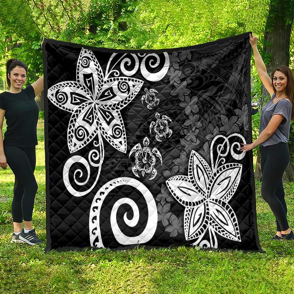 Polynesia Quilt Black Tribal Turtle Floral Pattern LT05 - Polynesian Pride
