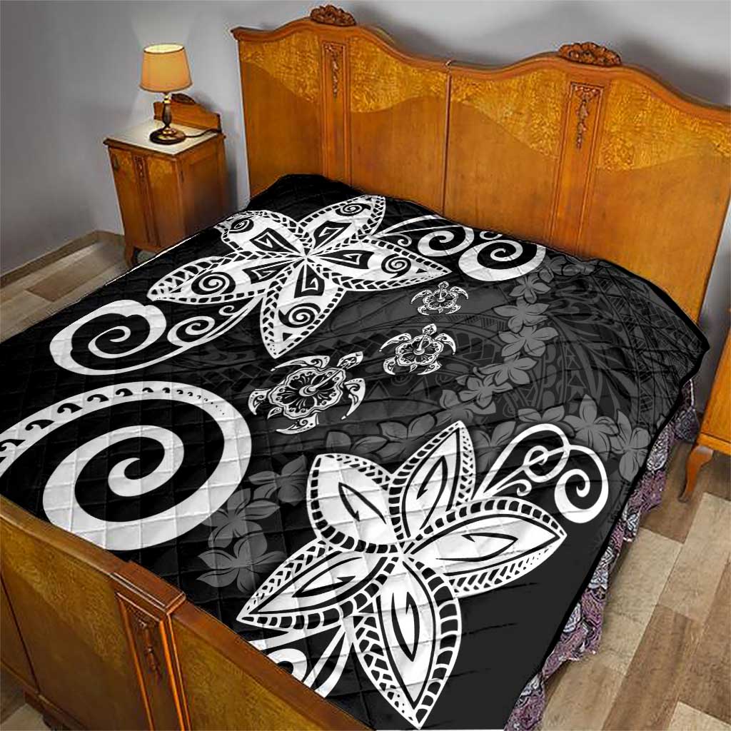 Polynesia Quilt Black Tribal Turtle Floral Pattern LT05 - Polynesian Pride