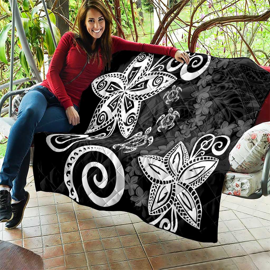 Polynesia Quilt Black Tribal Turtle Floral Pattern LT05 - Polynesian Pride