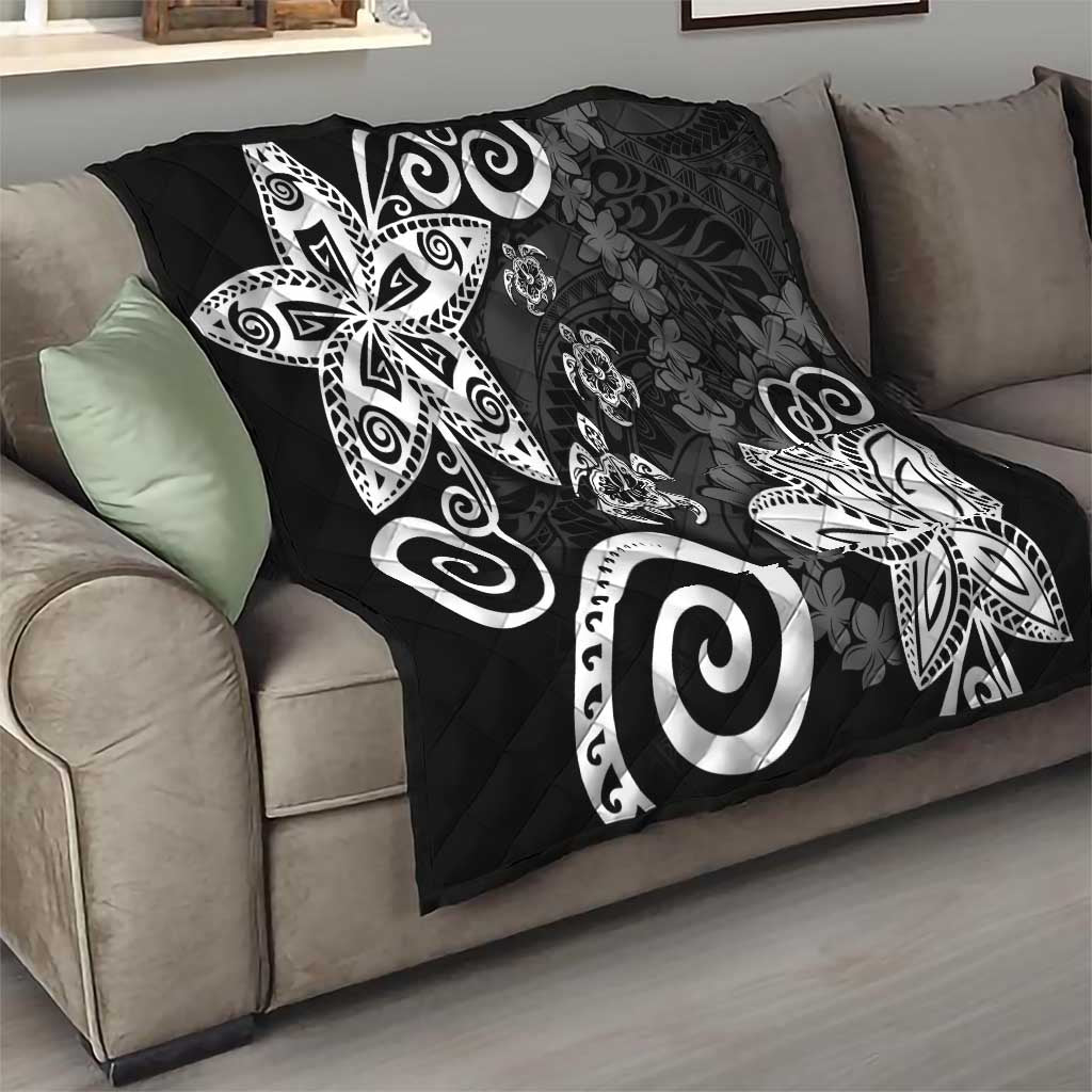 Polynesia Quilt Black Tribal Turtle Floral Pattern LT05 - Polynesian Pride