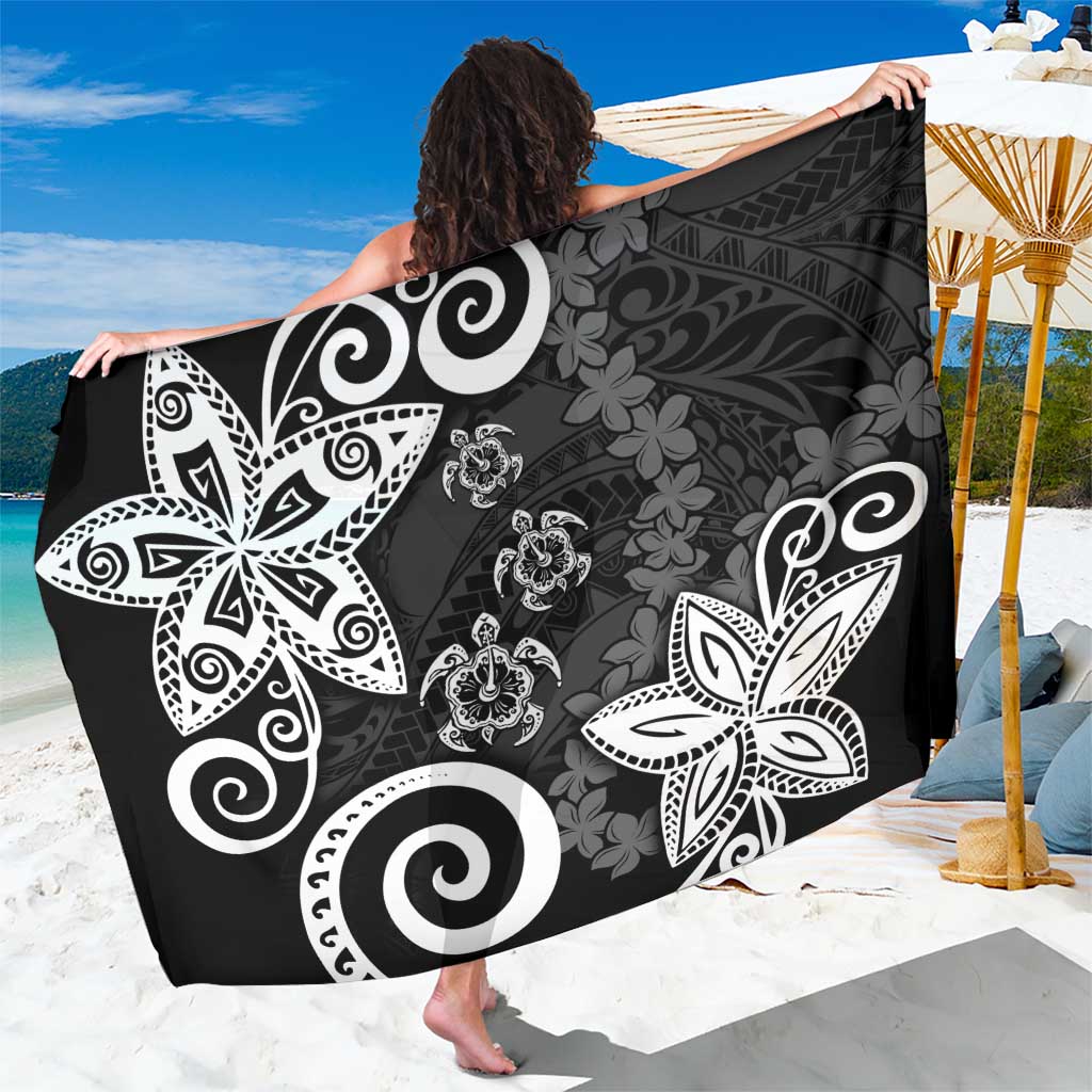 Polynesia Sarong Black Tribal Turtle Floral Pattern