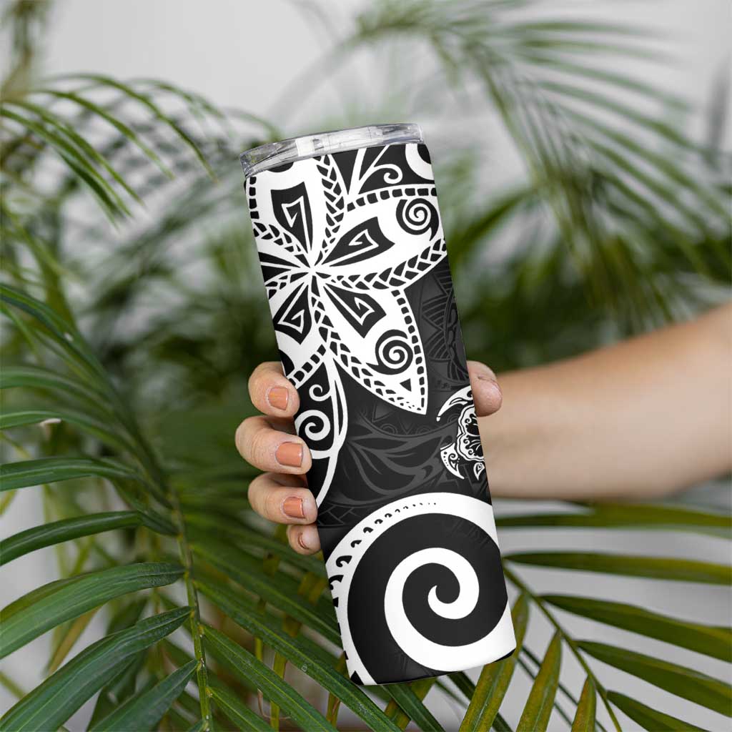 Polynesia Skinny Tumbler Black Tribal Turtle Floral Pattern LT05 - Polynesian Pride