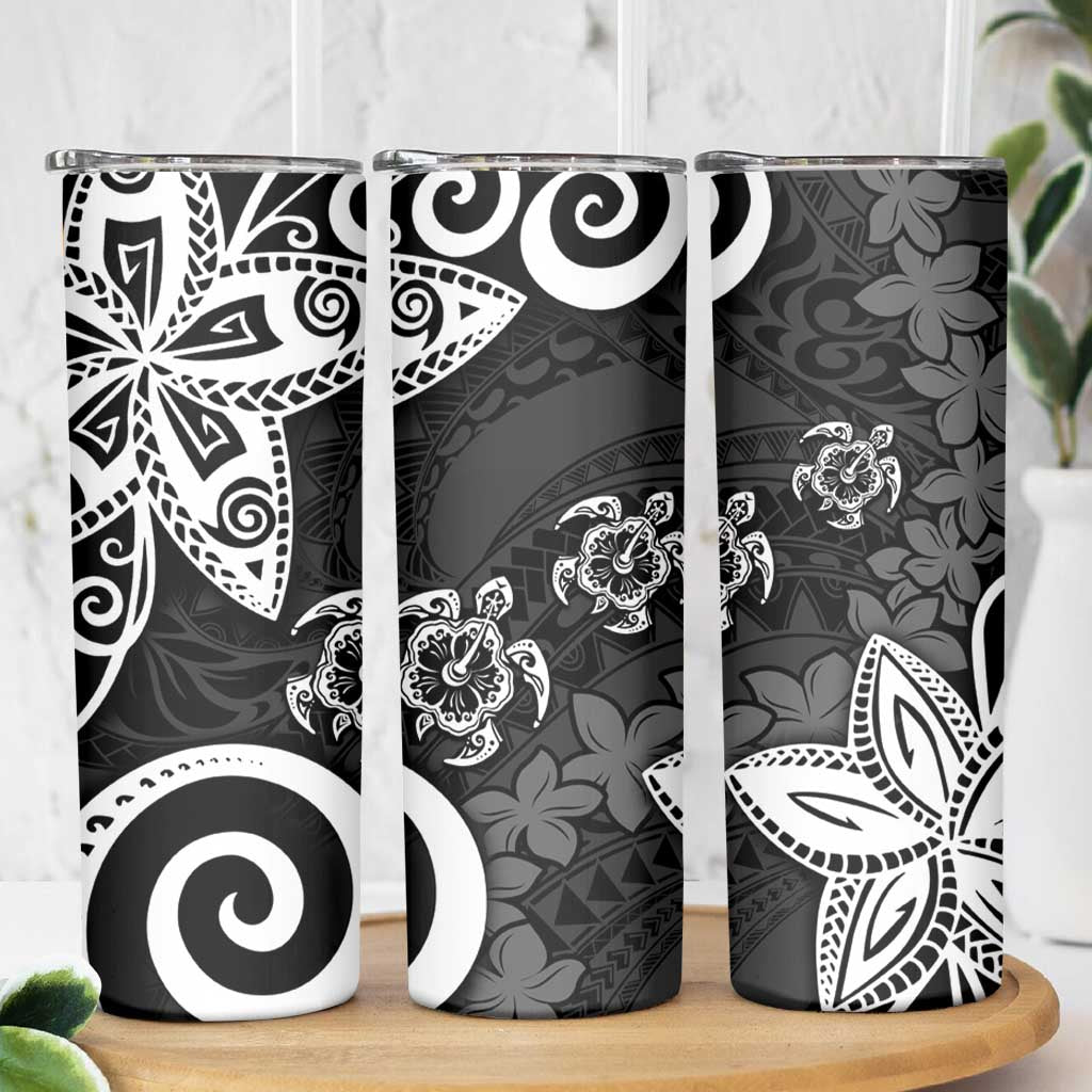 Polynesia Skinny Tumbler Black Tribal Turtle Floral Pattern LT05 - Polynesian Pride