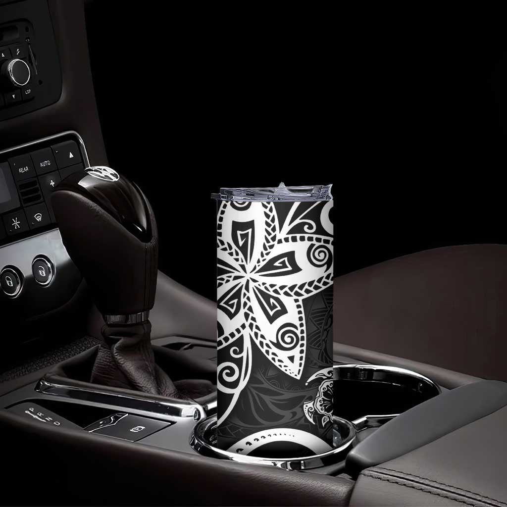 Polynesia Skinny Tumbler Black Tribal Turtle Floral Pattern LT05 - Polynesian Pride