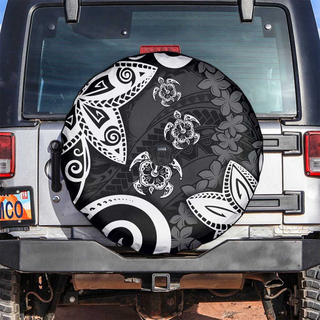 Polynesia Spare Tire Cover Black Tribal Turtle Floral Pattern