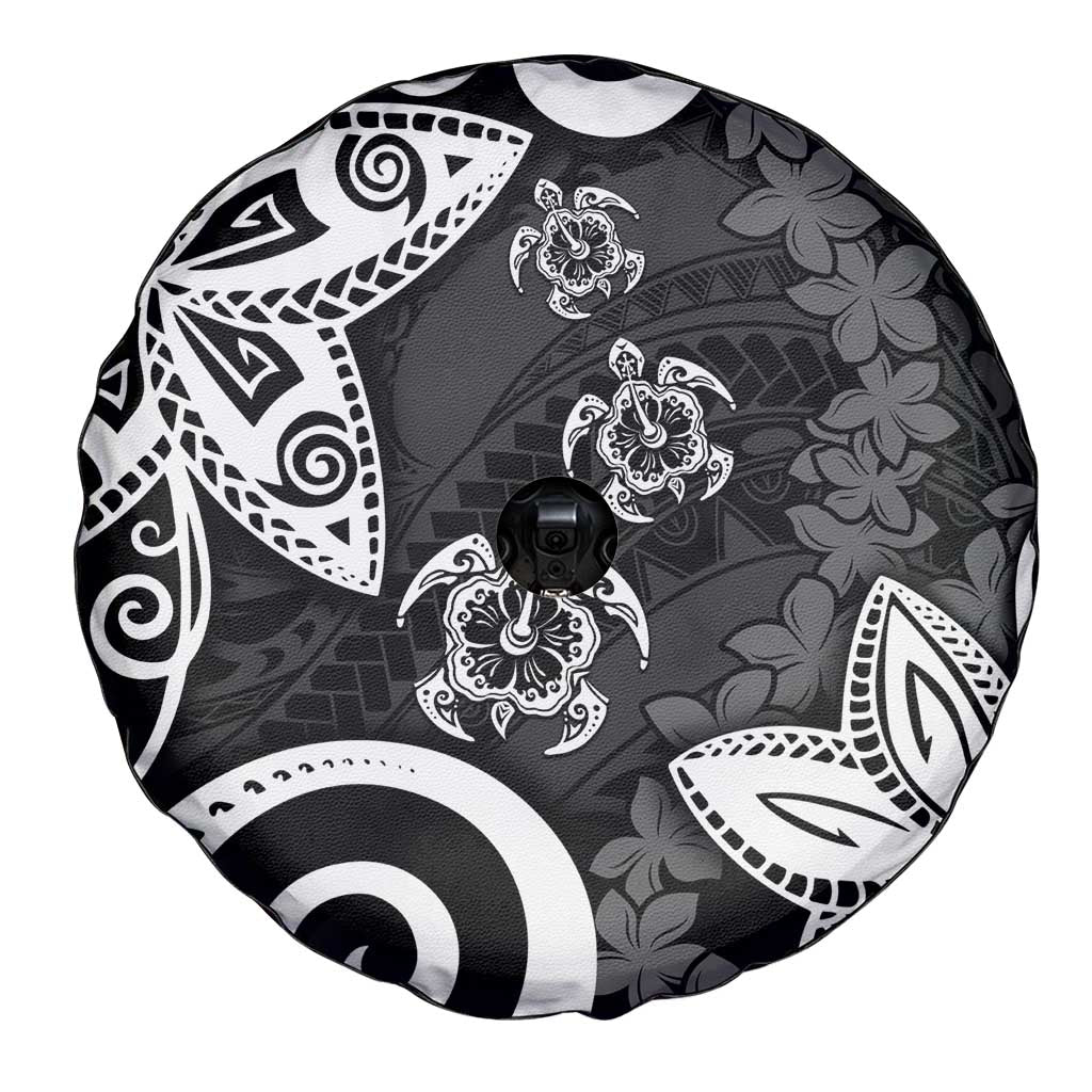 Polynesia Spare Tire Cover Black Tribal Turtle Floral Pattern