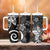 Polynesia Tumbler With Handle Black Tribal Turtle Floral Pattern