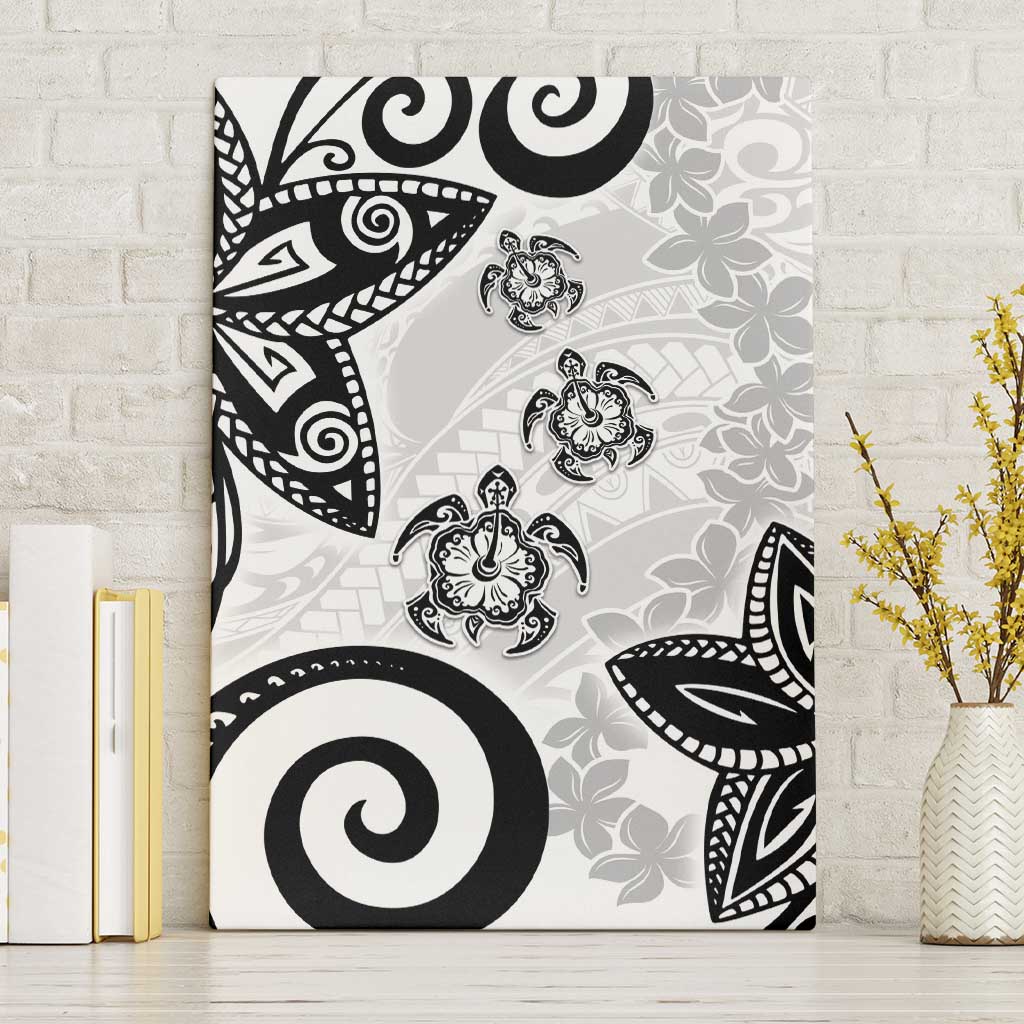 Polynesia Canvas Wall Art White Tribal Turtle Floral Pattern