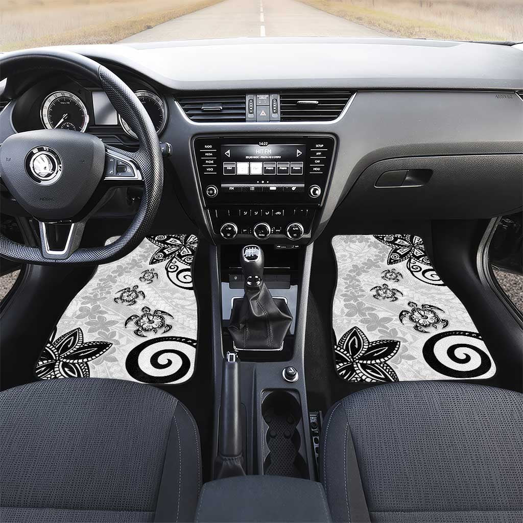 Polynesia Car Mats White Tribal Turtle Floral Pattern LT05 Set 2pcs - Front White - Polynesian Pride