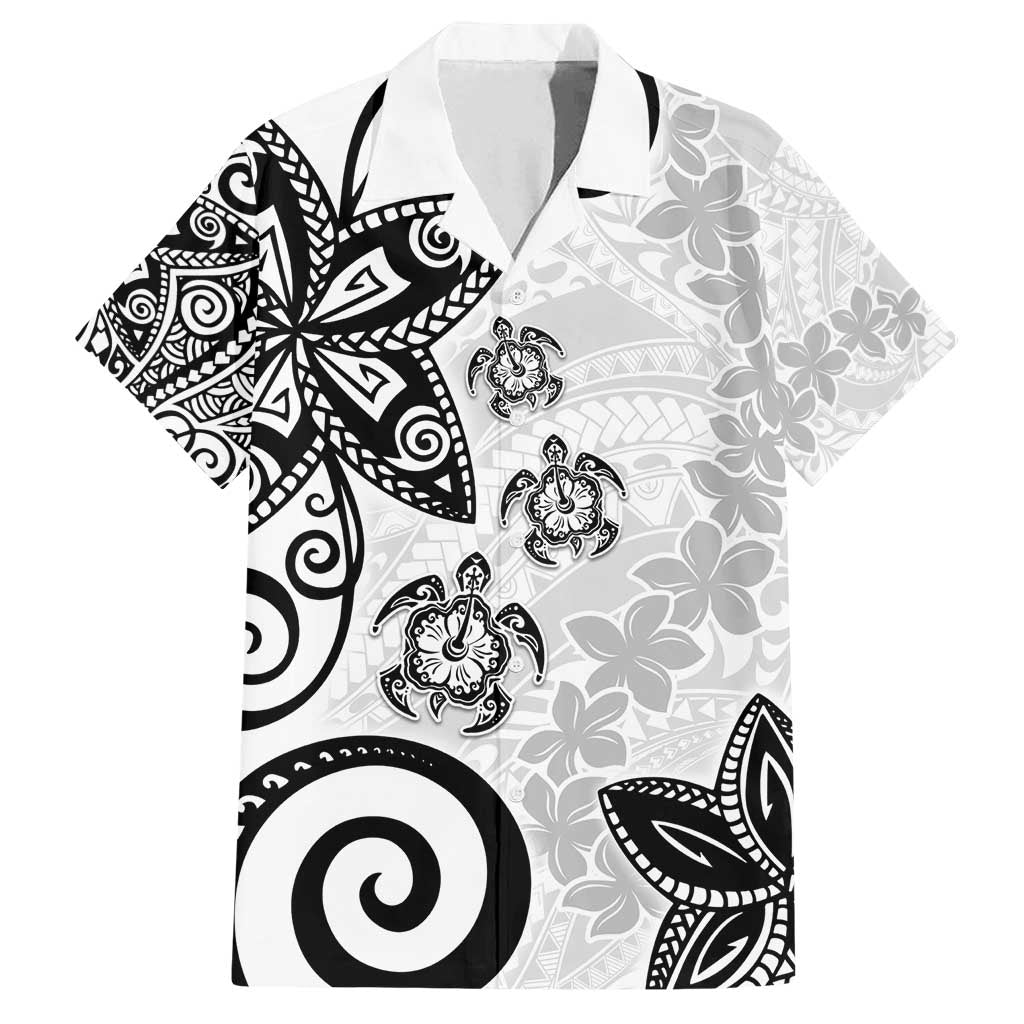Polynesia Family Matching Long Sleeve Bodycon Dress and Hawaiian Shirt White Tribal Turtle Floral Pattern LT05 Dad's Shirt - Short Sleeve White - Polynesian Pride