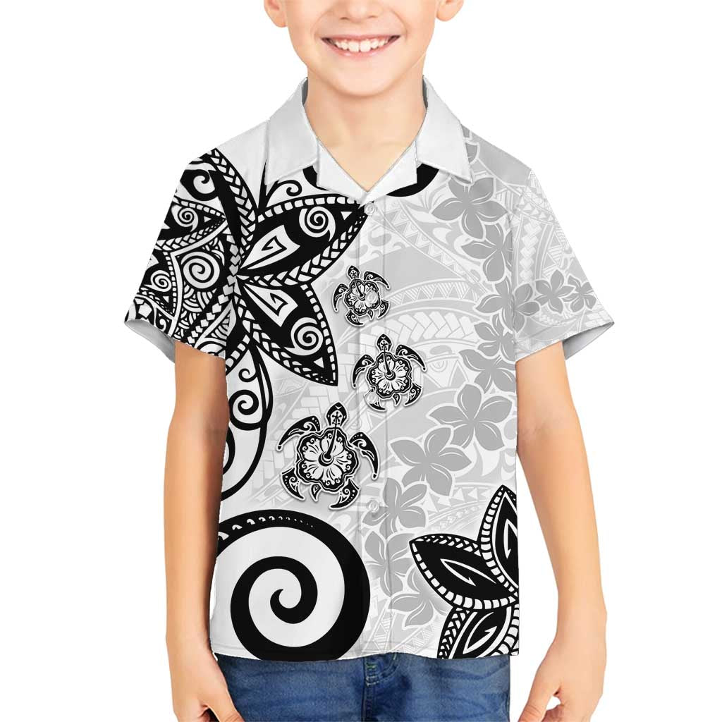 Polynesia Family Matching Off Shoulder Maxi Dress and Hawaiian Shirt White Tribal Turtle Floral Pattern