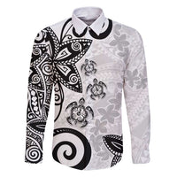 Polynesia Family Matching Puletasi and Hawaiian Shirt White Tribal Turtle Floral Pattern