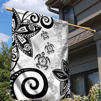 Polynesia Garden Flag White Tribal Turtle Floral Pattern LT05 - Polynesian Pride