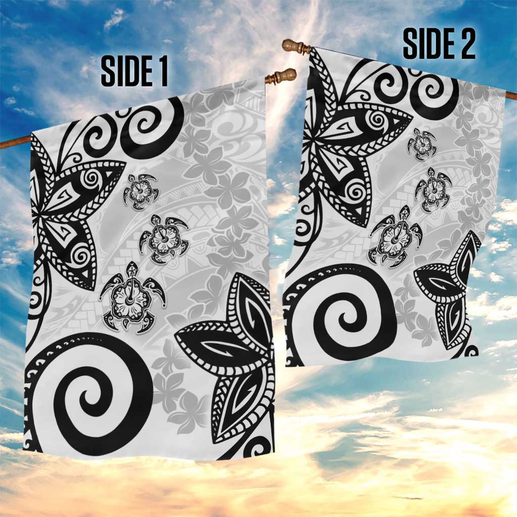 Polynesia Garden Flag White Tribal Turtle Floral Pattern LT05 - Polynesian Pride