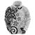 Polynesia Hoodie White Tribal Turtle Floral Pattern