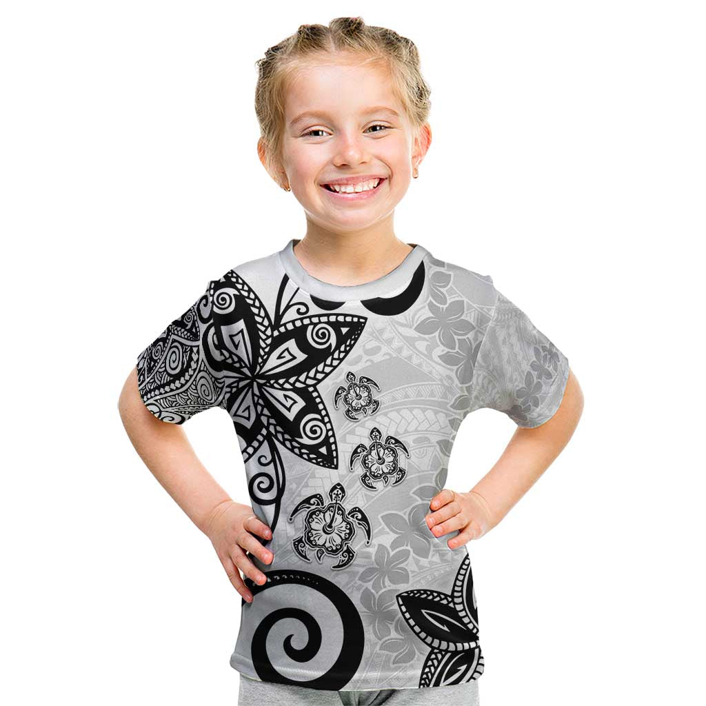 Polynesia Kid T Shirt White Tribal Turtle Floral Pattern LT05 White - Polynesian Pride