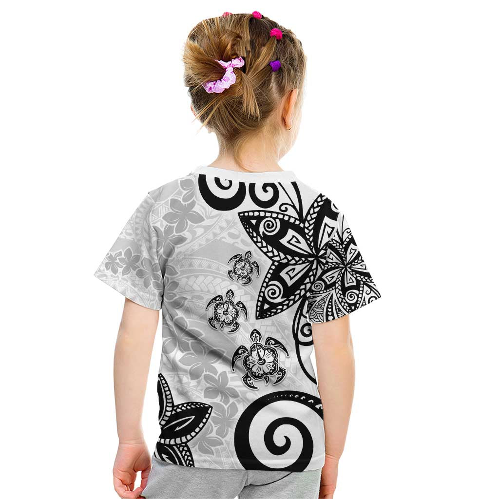 Polynesia Kid T Shirt White Tribal Turtle Floral Pattern LT05 - Polynesian Pride
