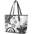 Polynesia Leather Tote Bag White Tribal Turtle Floral Pattern