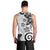 Polynesia Men Tank Top White Tribal Turtle Floral Pattern