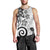 Polynesia Men Tank Top White Tribal Turtle Floral Pattern