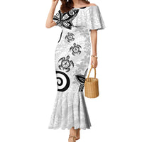 Polynesia Mermaid Dress White Tribal Turtle Floral Pattern LT05 Women White - Polynesian Pride