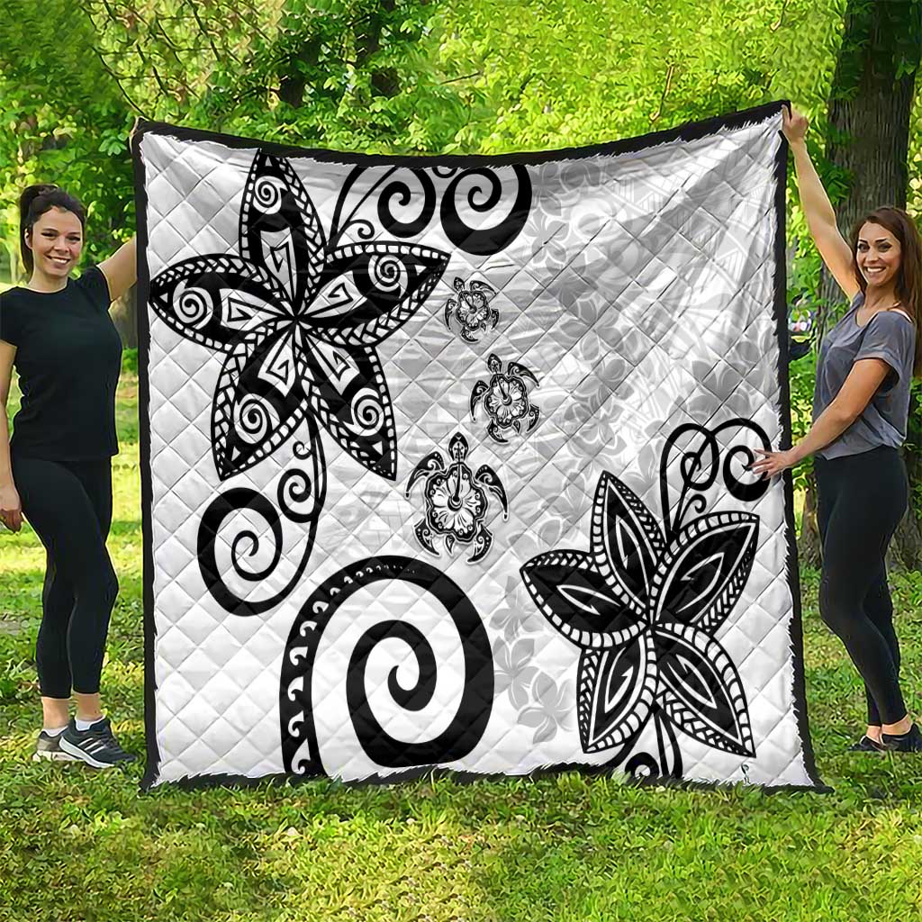 Polynesia Quilt White Tribal Turtle Floral Pattern LT05 - Polynesian Pride