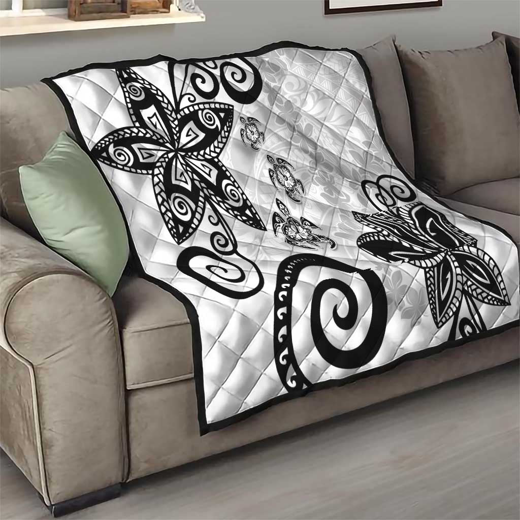 Polynesia Quilt White Tribal Turtle Floral Pattern LT05 - Polynesian Pride
