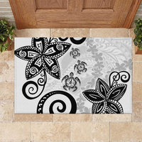 Polynesia Rubber Doormat White Tribal Turtle Floral Pattern LT05 White - Polynesian Pride