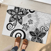 Polynesia Rubber Doormat White Tribal Turtle Floral Pattern LT05 - Polynesian Pride