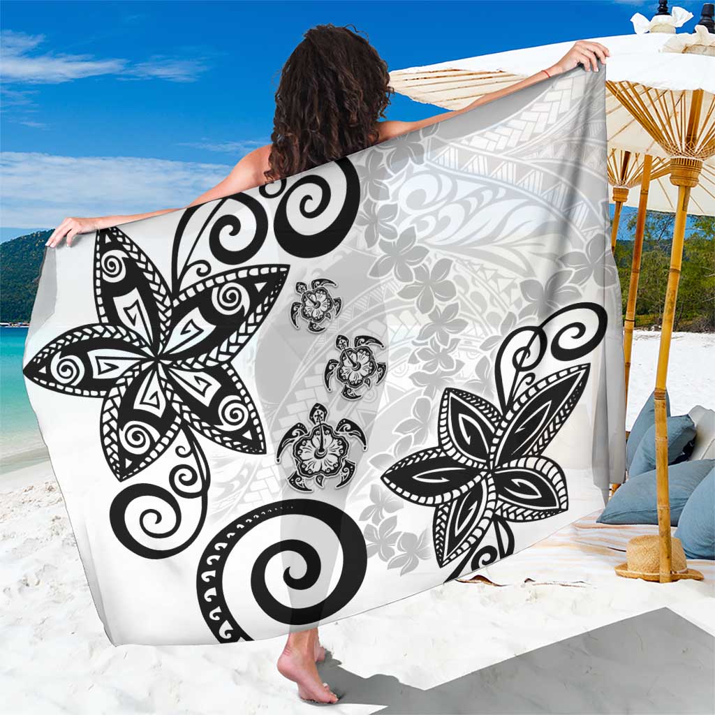 Polynesia Sarong White Tribal Turtle Floral Pattern