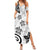 Polynesia Summer Maxi Dress White Tribal Turtle Floral Pattern