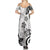 Polynesia Summer Maxi Dress White Tribal Turtle Floral Pattern