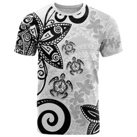 Polynesia T Shirt White Tribal Turtle Floral Pattern LT05 White - Polynesian Pride