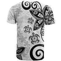Polynesia T Shirt White Tribal Turtle Floral Pattern LT05 - Polynesian Pride
