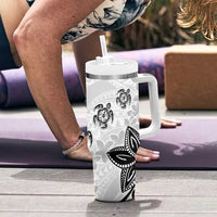 Polynesia Tumbler With Handle White Tribal Turtle Floral Pattern LT05 - Polynesian Pride