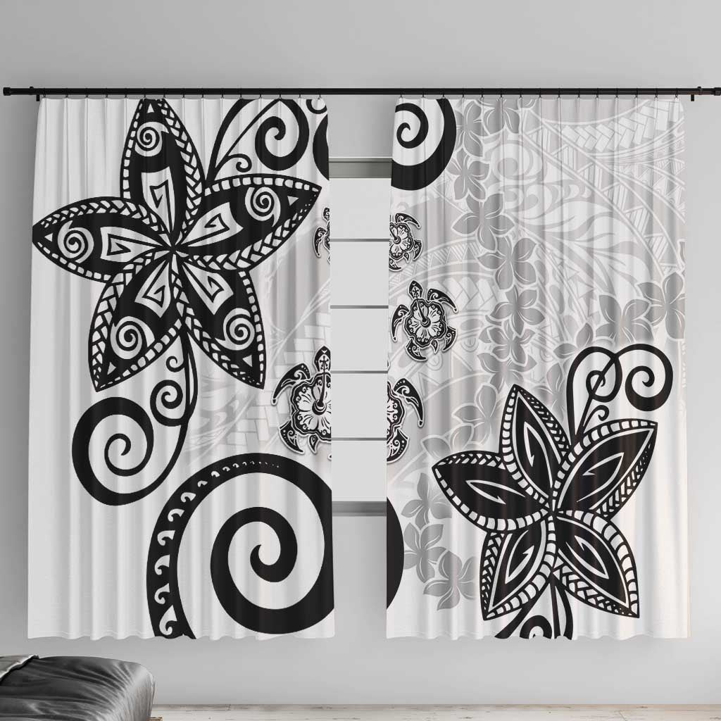 Polynesia Window Curtain White Tribal Turtle Floral Pattern