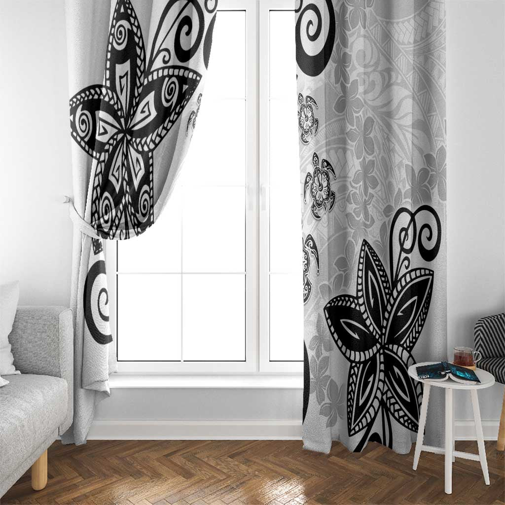 Polynesia Window Curtain White Tribal Turtle Floral Pattern