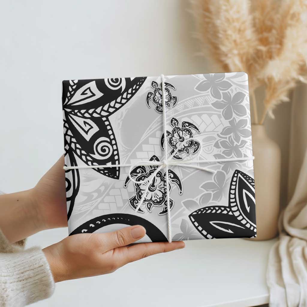 Polynesia Wrapping Paper White Tribal Turtle Floral Pattern LT05 - Polynesian Pride