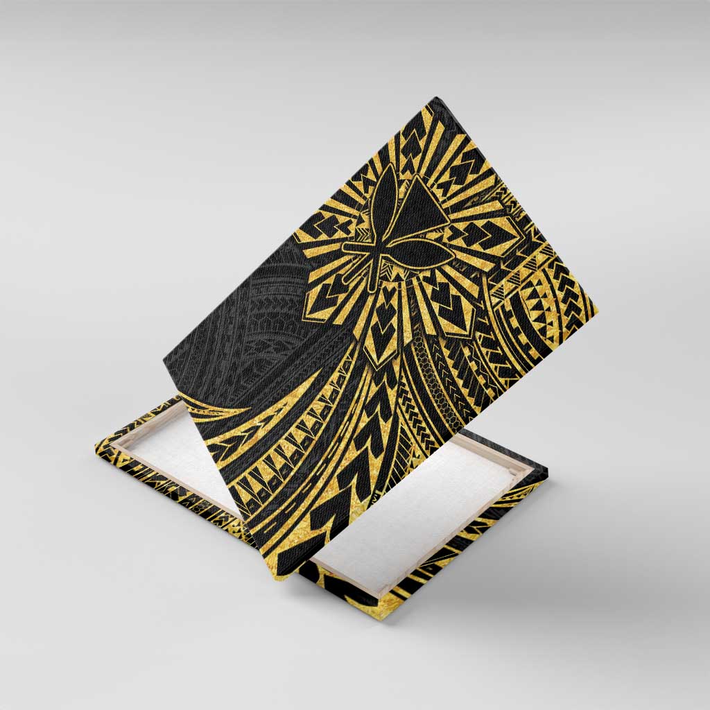Hawaii And Philippines Canvas Wall Art Kanaka Maoli With Tribal Sun Together Gold