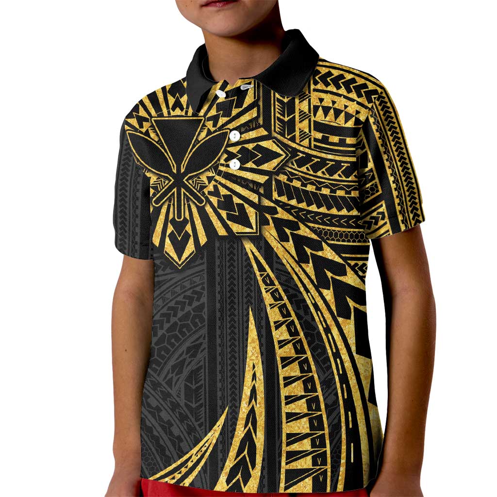 Hawaii And Philippines Kid Polo Shirt Kanaka Maoli With Tribal Sun Together Gold