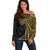 Hawaii And Philippines Off Shoulder Sweater Kanaka Maoli With Tribal Sun Together Gold