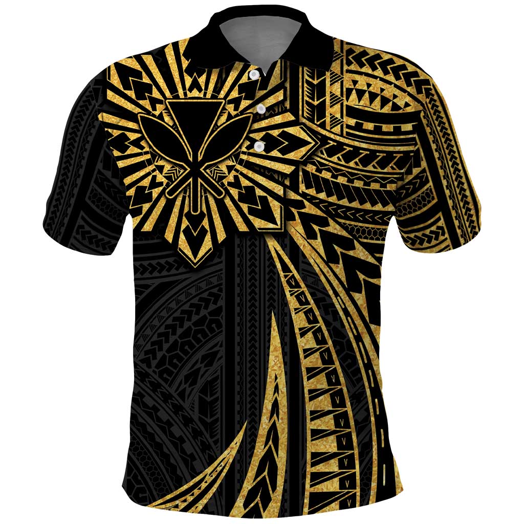 Hawaii And Philippines Polo Shirt Kanaka Maoli With Tribal Sun Together Gold