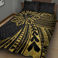 Hawaii And Philippines Quilt Bed Set Kanaka Maoli With Tribal Sun Together Gold