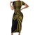 Hawaii And Philippines Short Sleeve Bodycon Dress Kanaka Maoli With Tribal Sun Together Gold