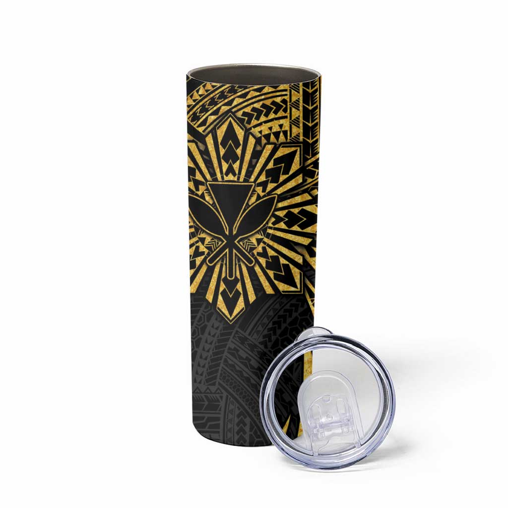 Hawaii And Philippines Skinny Tumbler Kanaka Maoli With Tribal Sun Together Gold