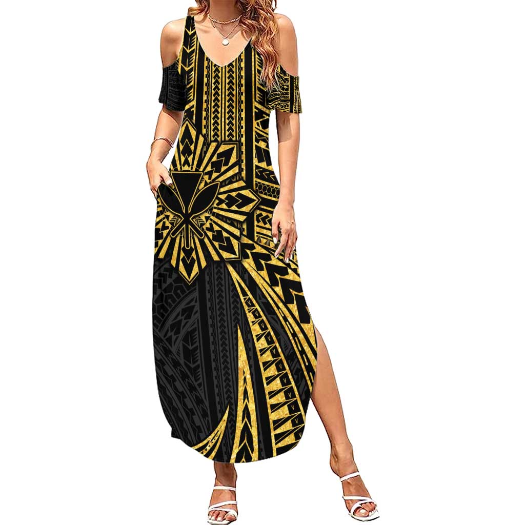 Hawaii And Philippines Summer Maxi Dress Kanaka Maoli With Tribal Sun Together Gold