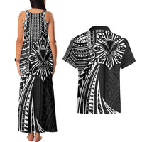 Hawaii And Philippines Couples Matching Tank Maxi Dress and Hawaiian Shirt Kanaka Maoli With Tribal Sun Together Black