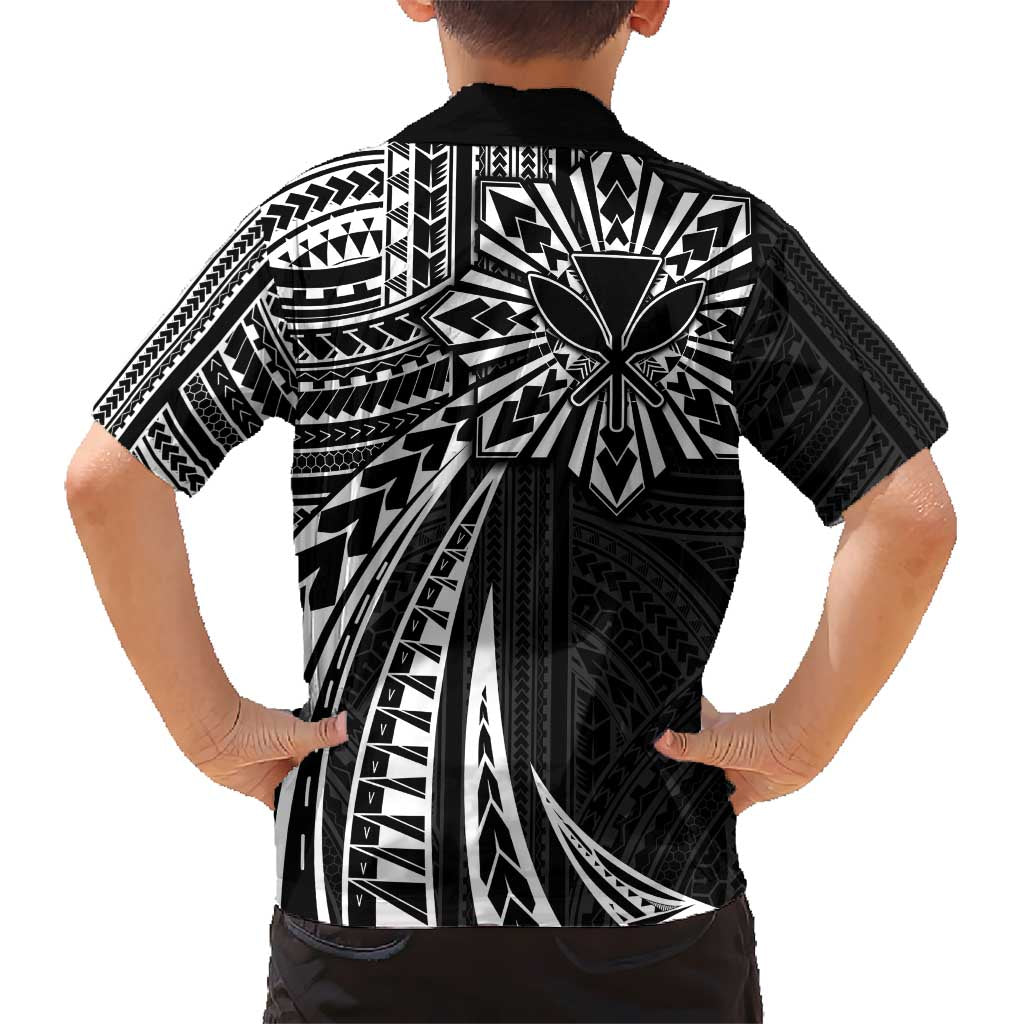 Hawaii And Philippines Kid Hawaiian Shirt Kanaka Maoli With Tribal Sun Together Black